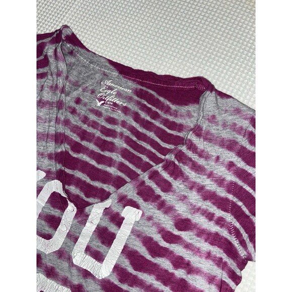 Y2K American Eagle Tee Women's Medium V Neck T-Shirt Beachy Boho Tie Dye Hipster - Picture 3 of 8